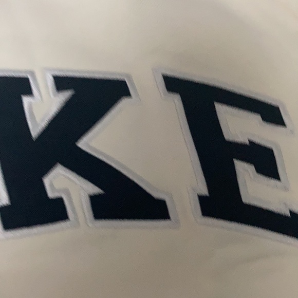 NEW Parke Cream Mock Multicolor Varsity Logo sweatershirt size L / XL - Picture 3 of 6